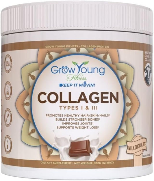 Milk Chocolate Collagen Protein Powder for Skin, Bones, Joints, Weight Loss - Sugar Free, 12.41 oz (20 Servings)