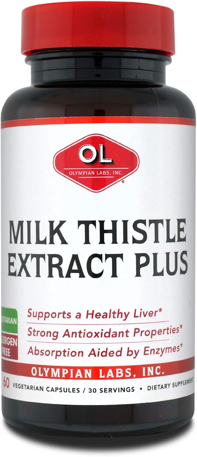 Milk Thistle Extract with Enzymes and Antioxidants for Liver Health - 60 Vegetarian Capsules by Olympian Labs