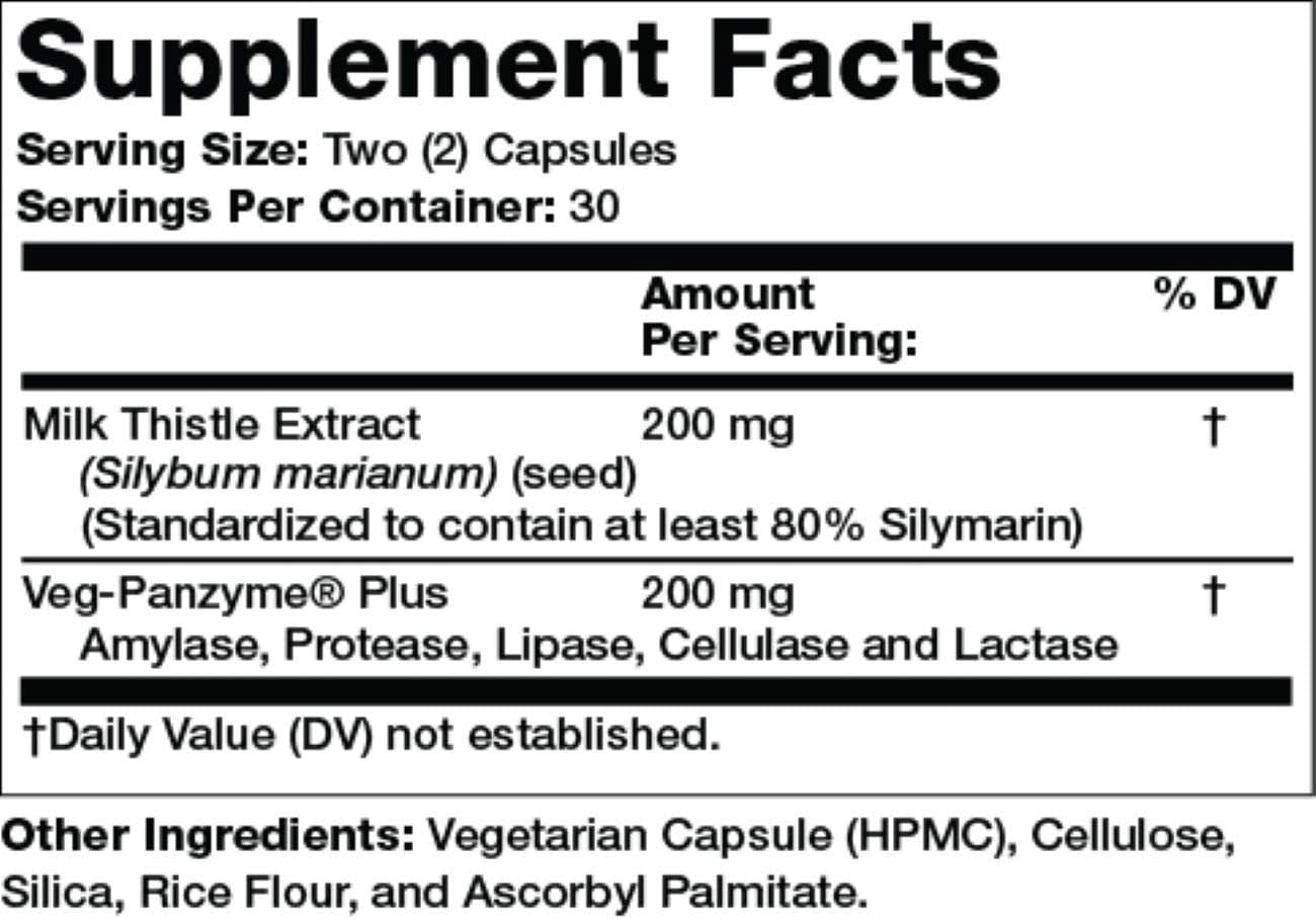 Milk Thistle Extract with Enzymes and Antioxidants for Liver Health - 60 Vegetarian Capsules by Olympian Labs