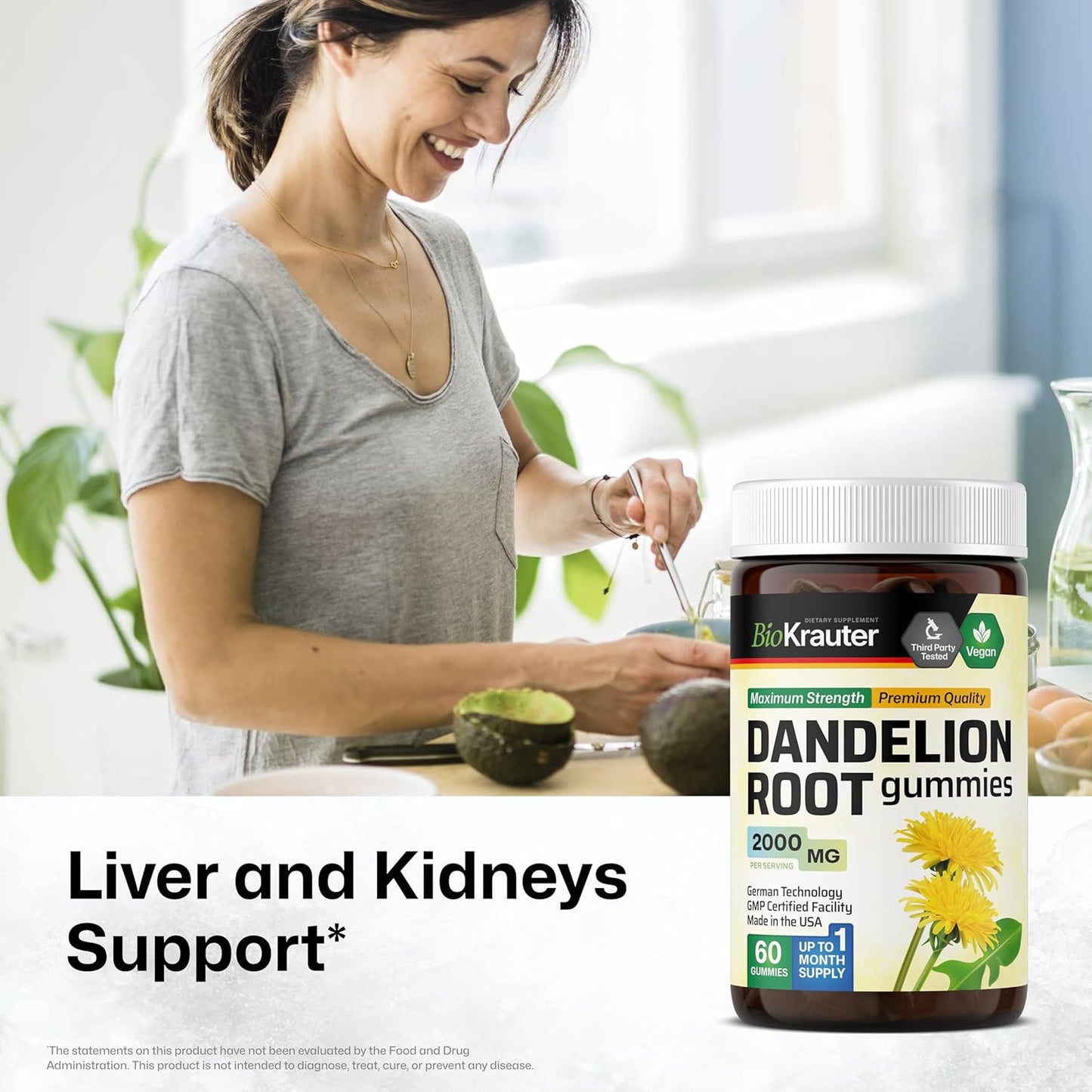 Milk Thistle Tincture 4 Fl. Oz. & Dandelion 60 Gummies by BIO KRAUTER - Herbal Liver Support Supplement