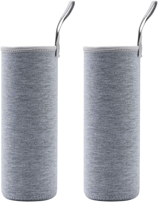 Millan Collection 32 oz Glass Water Bottle 2 Pack with Wide Mouth and Leak-Proof Stainless Steel Lid
