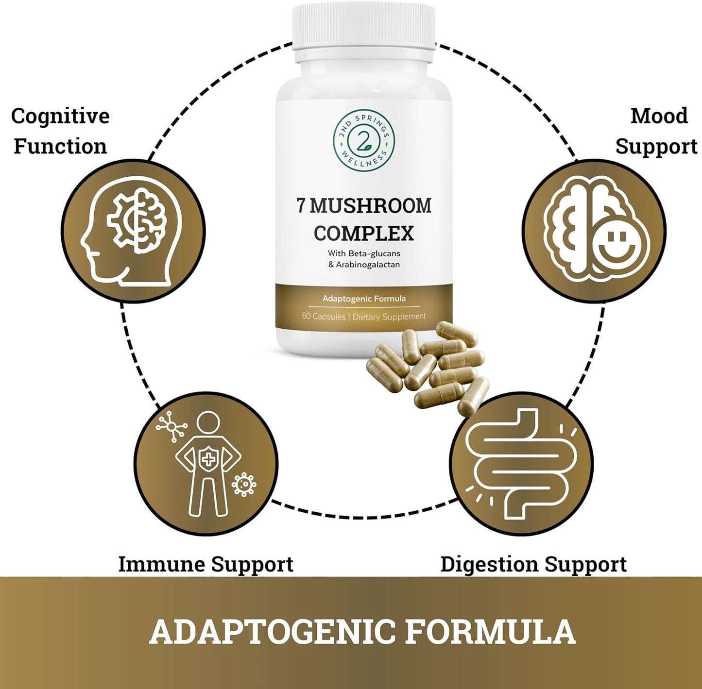 Mind & Body Wellness Bundle - Cognitive Support with 7 Mushrooms & Brain Health, Energy Boost with Super B-100 & Adaptogen Complex