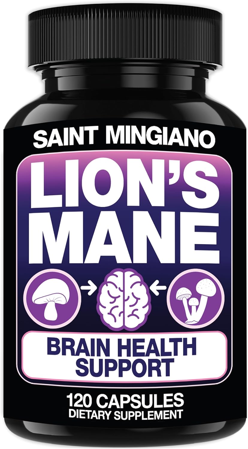 Mingiano Lion's Mane Mushroom Supplement - 120 Capsules for Cognitive Clarity and Focus with 4 Mushroom Mycelium Blend