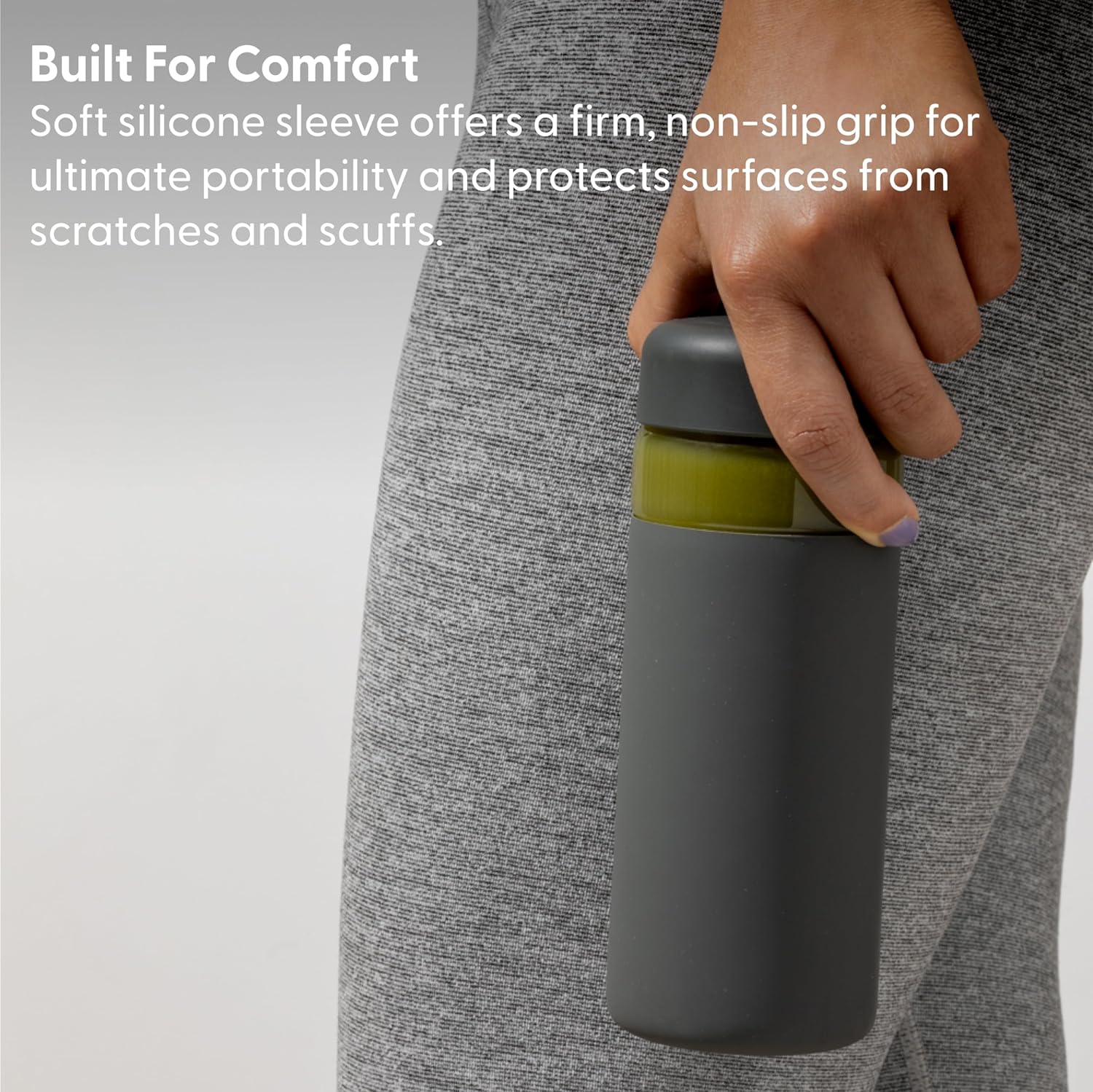 Mint Wide Mouth Glass Bottle with Protective Sleeve | 16 oz On-the-Go Reusable Portable Lightweight Dishwasher Safe