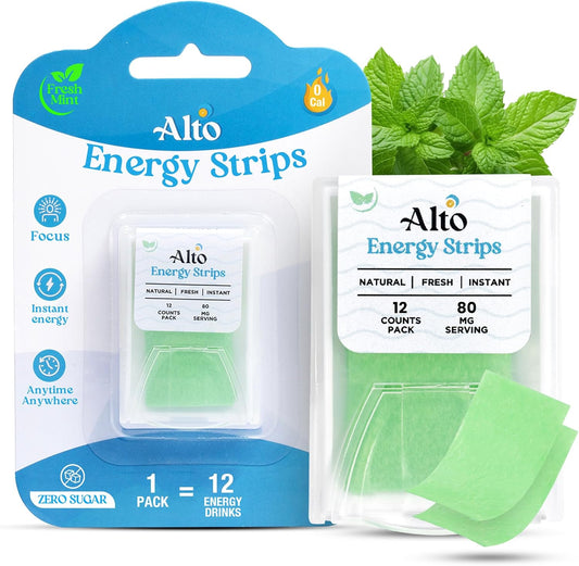 Minty Energy Strips with 80mg Caffeine - 10X Absorption | 12 Pack for Instant Energy & Focus Boost | Convenient On-The-Go Energy Solution