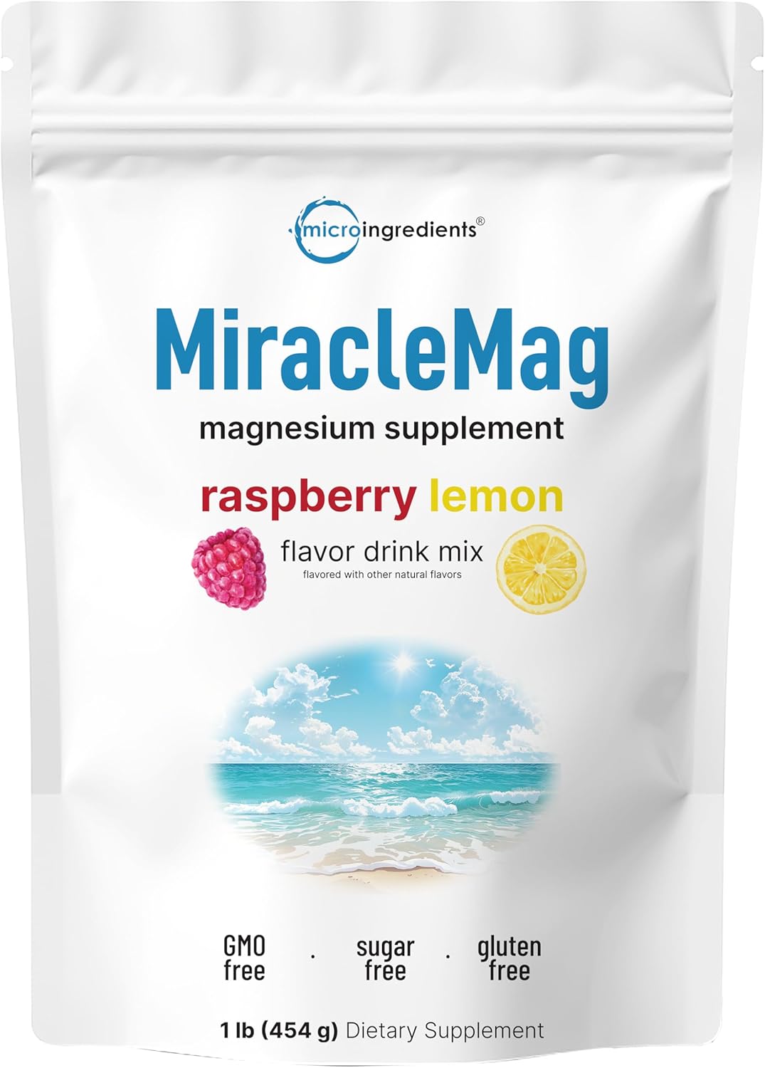 MiracleMag Calm Magnesium Powder 1lb - Raspberry Lemon Flavored | Ionic Mineral Support | Non-GMO Vegan Sugar Free