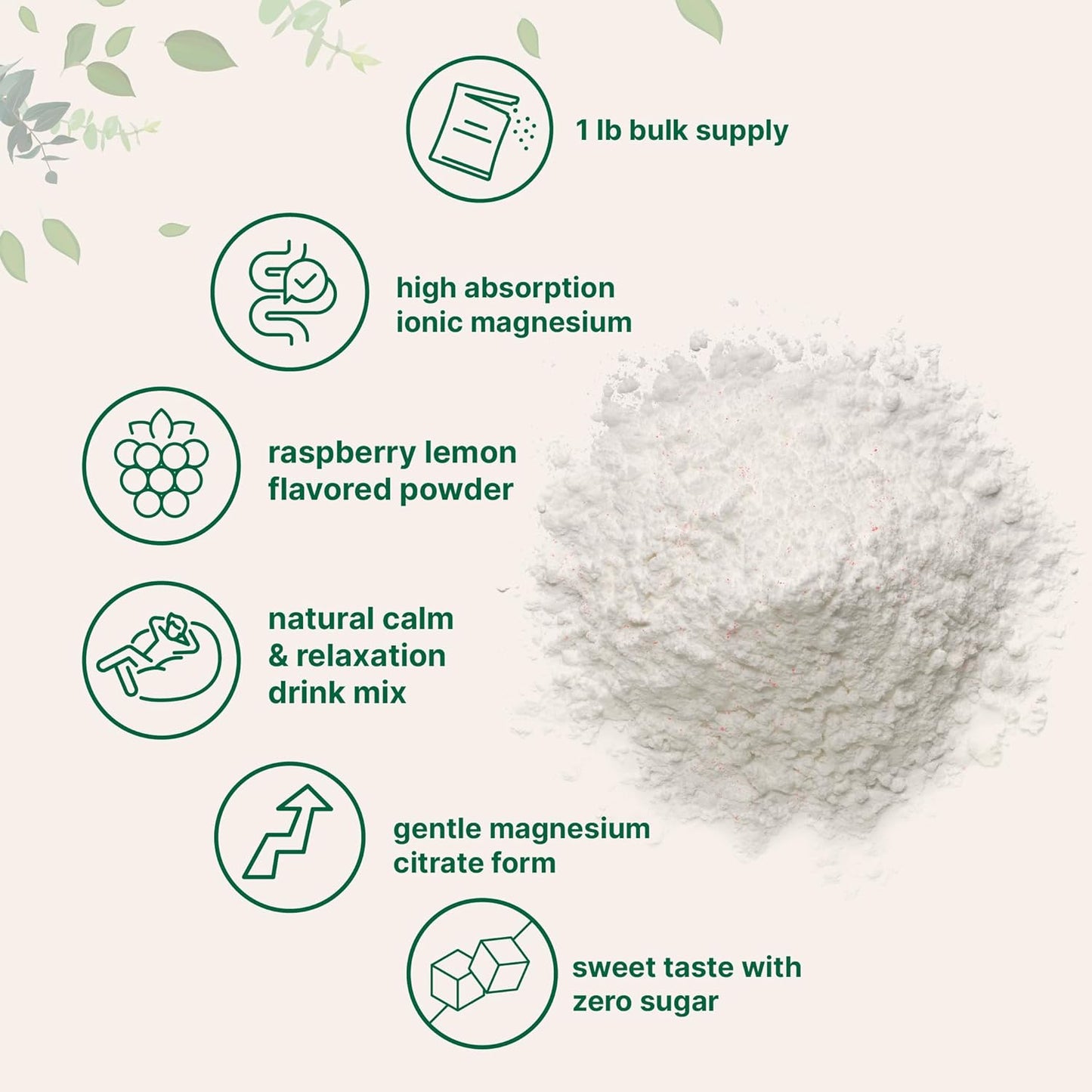 MiracleMag Calm Magnesium Powder 1lb - Raspberry Lemon Flavored | Ionic Mineral Support | Non-GMO Vegan Sugar Free