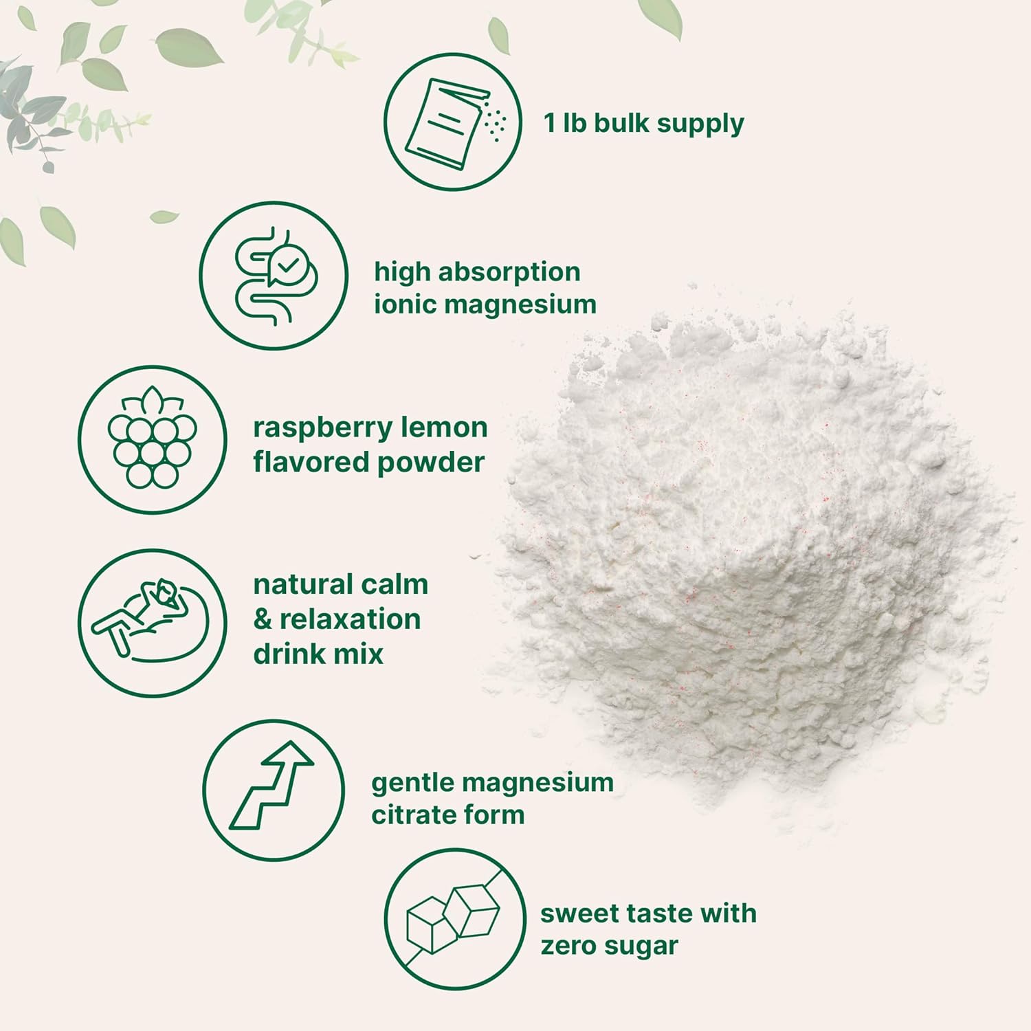 MiracleMag Calm Magnesium Powder 1lb - Raspberry Lemon Flavored | Ionic Mineral Support | Non-GMO Vegan Sugar Free