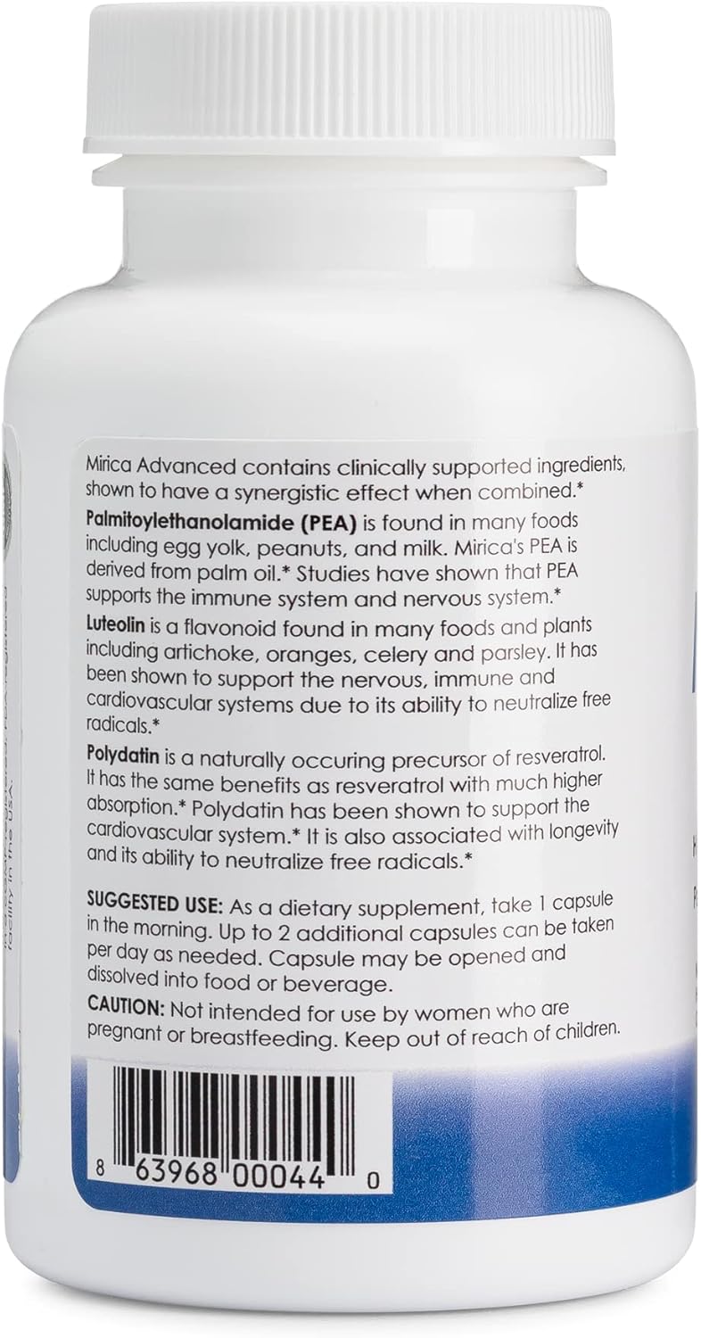 Mirica Advanced Nervous System Support Capsules - High Absorption Pea, Luteolin & Polydatin Formula, 60ct