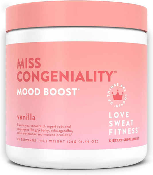 Miss Congeniality Vanilla Mood Boost Powder - Focus, Mood, Stress, Fatigue - Vegan, Gluten-Free, Non-GMO - 28 Servings