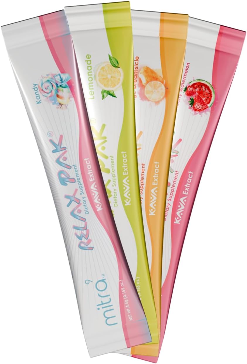 Mitra9 Kava Powder RelaxPak Variety Pack - 30 Single-Serving Stick Packets for Natural Calm & Clarity