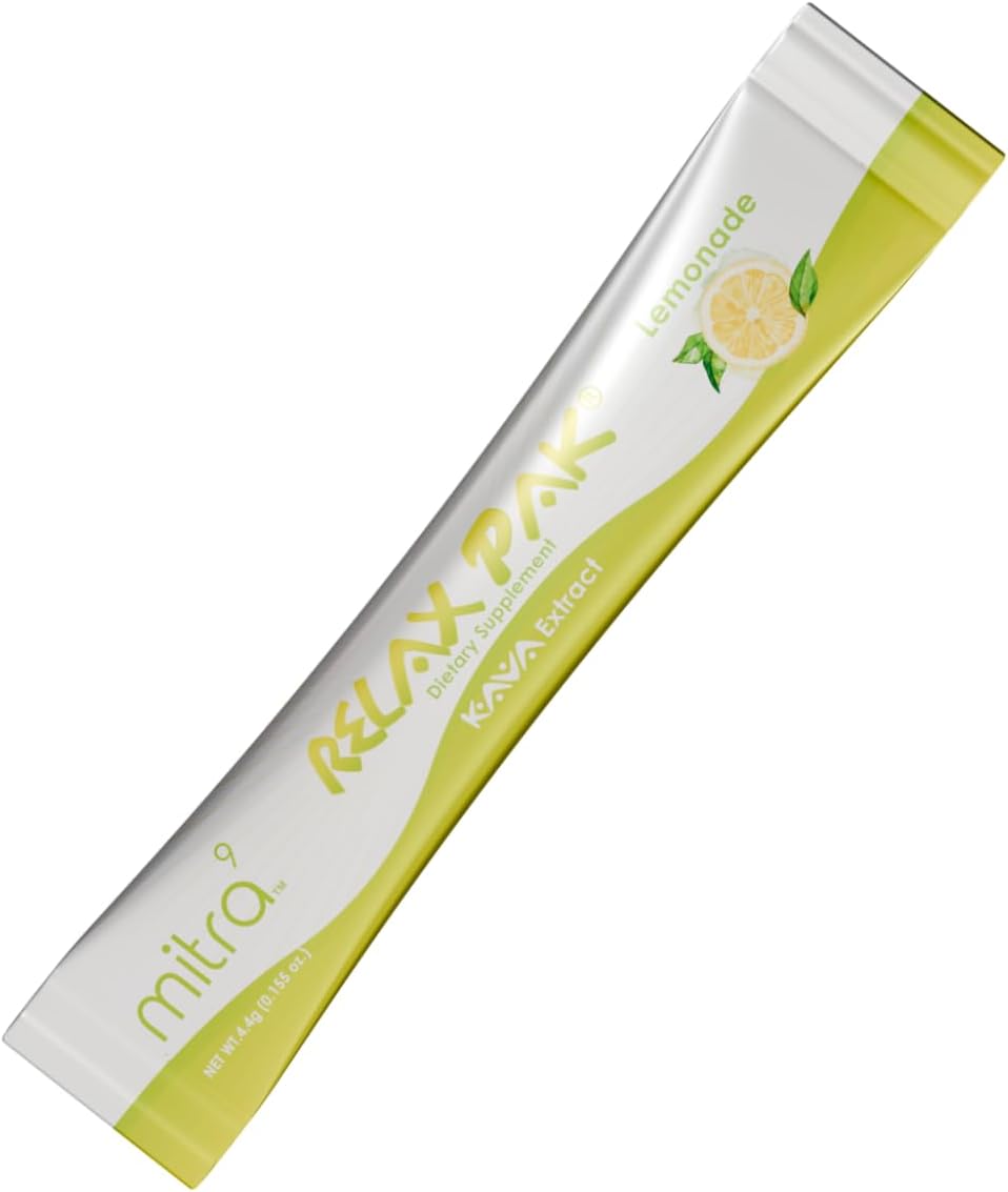 Mitra9 Lemonade Kava Extract Powder Packets - RelaxPak for Calm & Clarity | Mood Enhancer | Plant Based | Easy Open Single-Serving Stick (5)