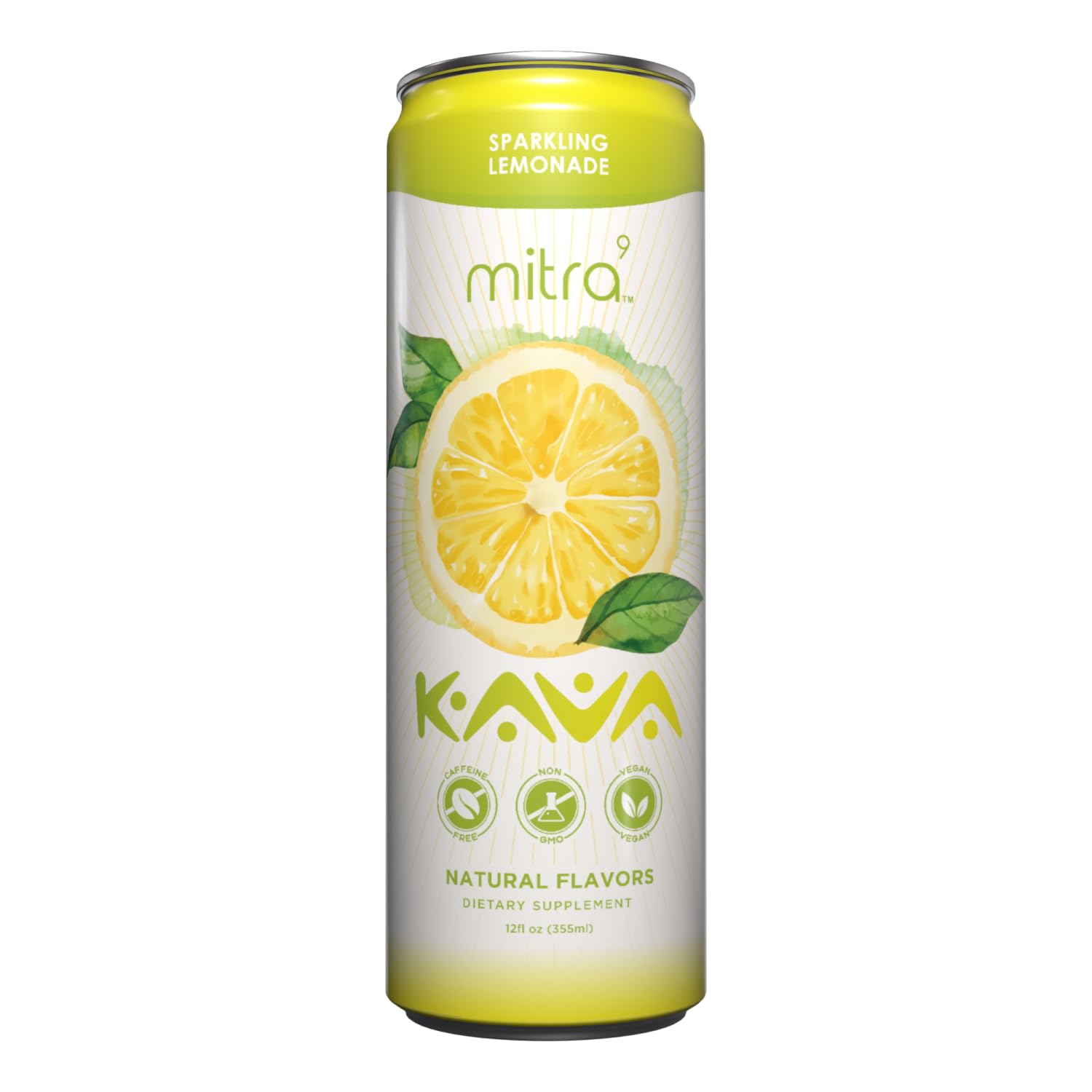MITRA9 Lemonade Sparkling Kava Drink - Mood Enhancer with Kava Root Extract - Promotes Natural Calm & Clarity - Plant Based - 12 Fl. Oz - Pack of 4
