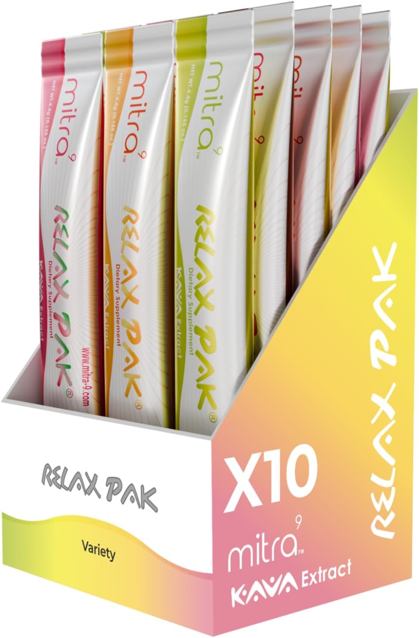 Mitra9 Variety Pack Kava Extract Powder Packets - Plant Based Mood Enhancer for Natural Calm & Clarity - Single-Serving Stick (10)