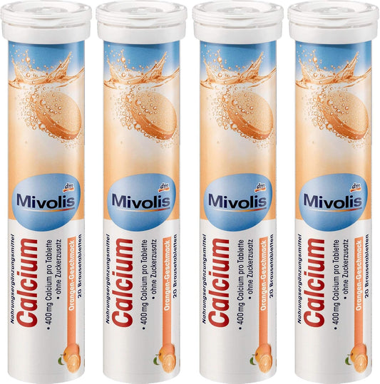 Mivolis Calcium Effervescent Tablets - 80 pcs Total - Dietary Supplements Made in Germany