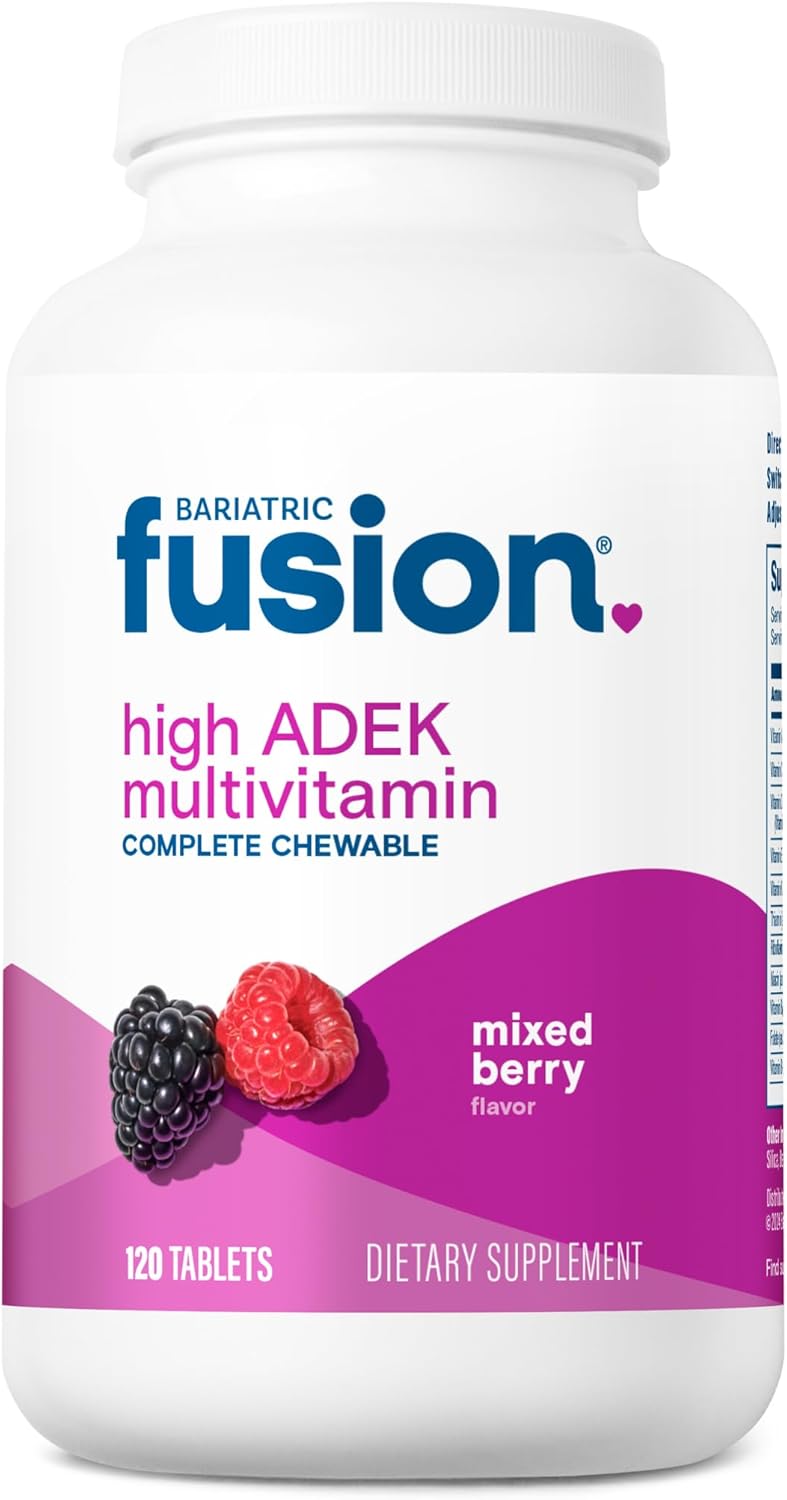 Mixed Berry Flavored Bariatric Fusion Chewable Multivitamin for Duodenal Switch Patients - High ADEK Vitamins, Iron, Calcium - 30 Tablets