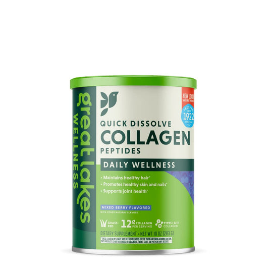 Mixed Berry Flavored Collagen Peptides Powder Supplement for Skin, Hair, Nails, and Joints - Great Lakes Wellness - Quick Dissolve Hydrolyzed Formula - Non-GMO, Gluten-Free, Halal - 10 oz Canister - BoostGo Australia