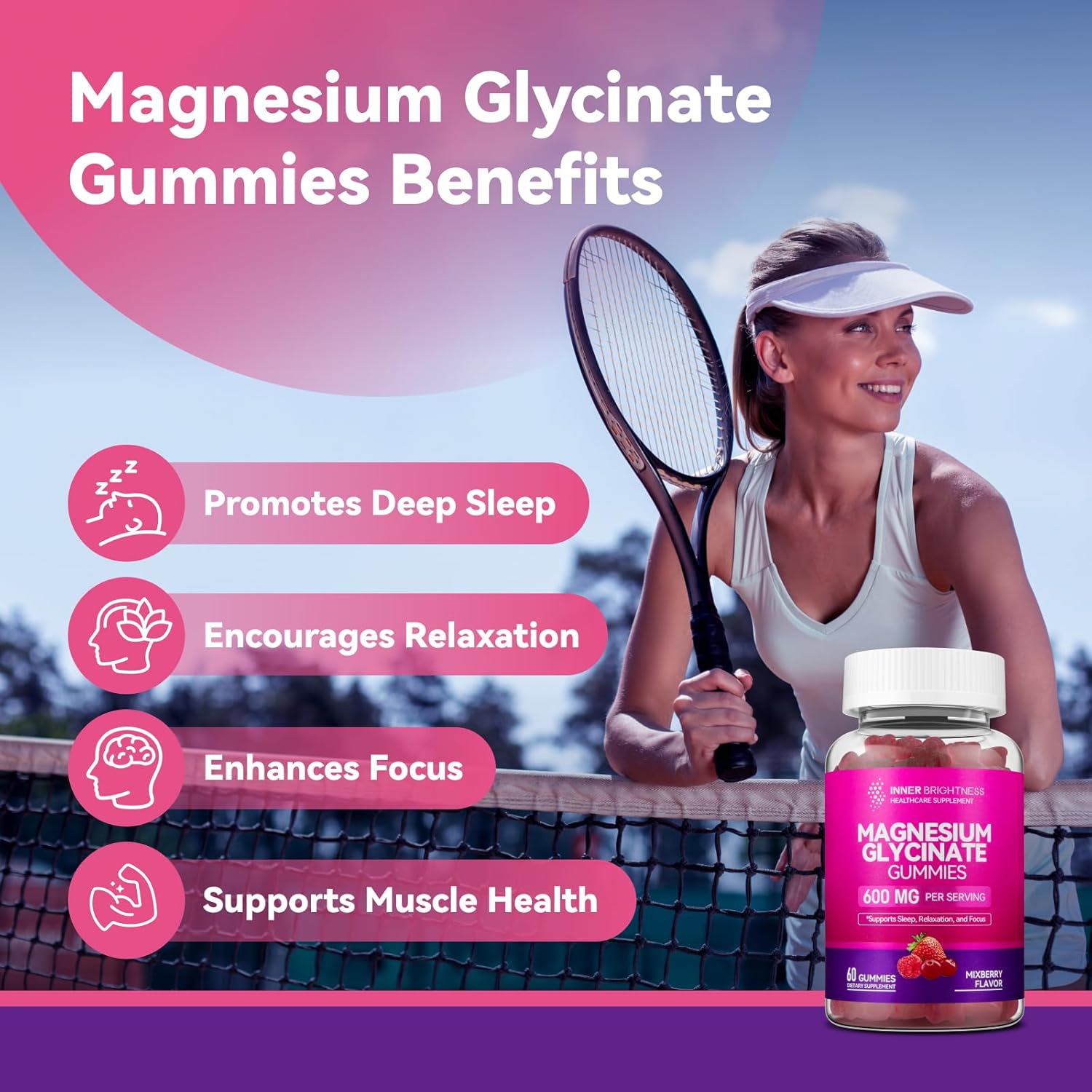 Mixed Berry Magnesium Glycinate Gummies & Capsules with Zinc and Vitamin D3 for Sleep, Relaxation, and Focus for Adults