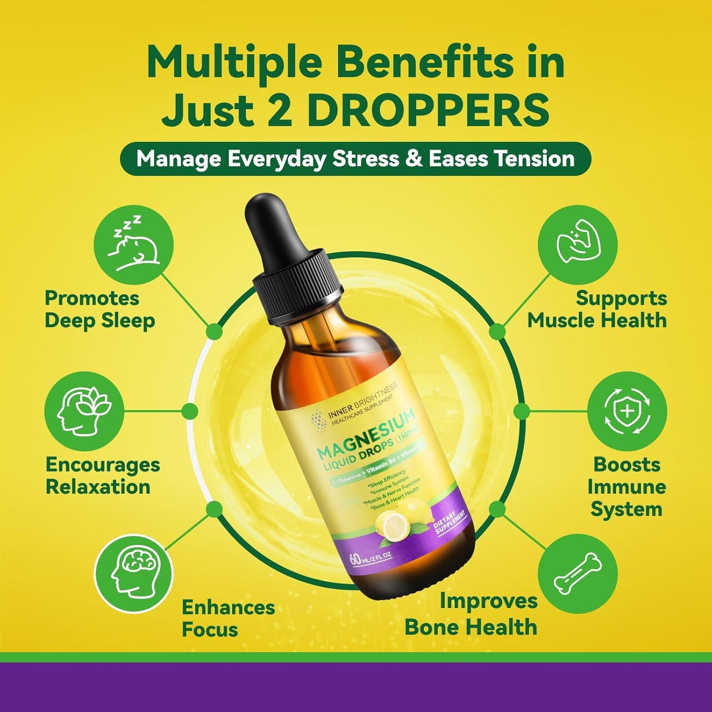 Mixed Berry Magnesium Glycinate Gummies for Adults Promote Sleep, Relaxation, and Focus, Enhanced with Magnesium Citrate & Taurate - Lemon Liquid Flavor