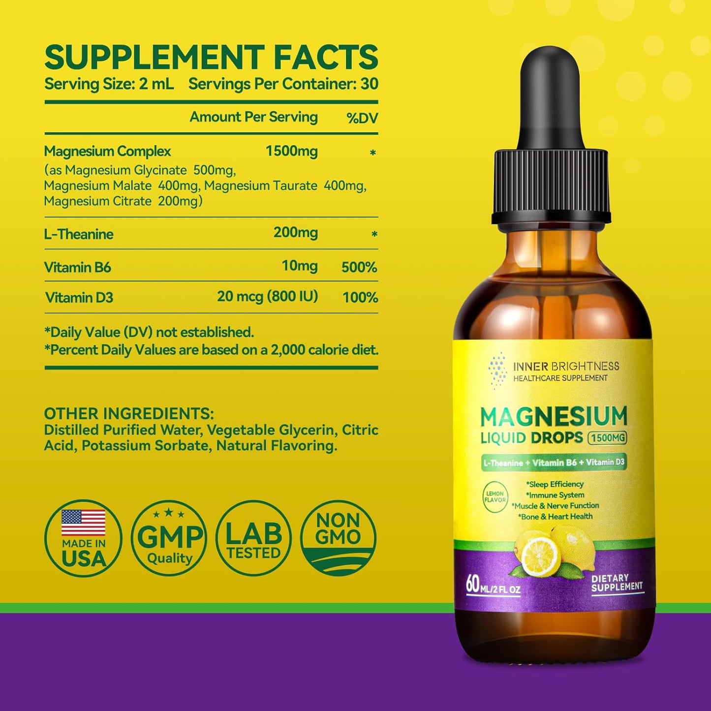 Mixed Berry Magnesium Glycinate Gummies for Adults Promote Sleep, Relaxation, and Focus, Enhanced with Magnesium Citrate & Taurate - Lemon Liquid Flavor