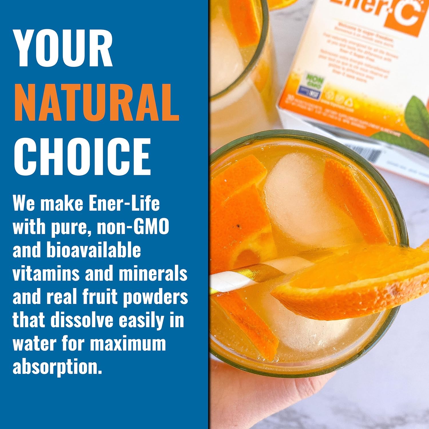 Mixed Berry & Orange Ener-C Sugar-Free Drink Mix with 1000mg Vitamin C - Immunity Support & Electrolytes - Non-GMO Vegan - 60 Pack
