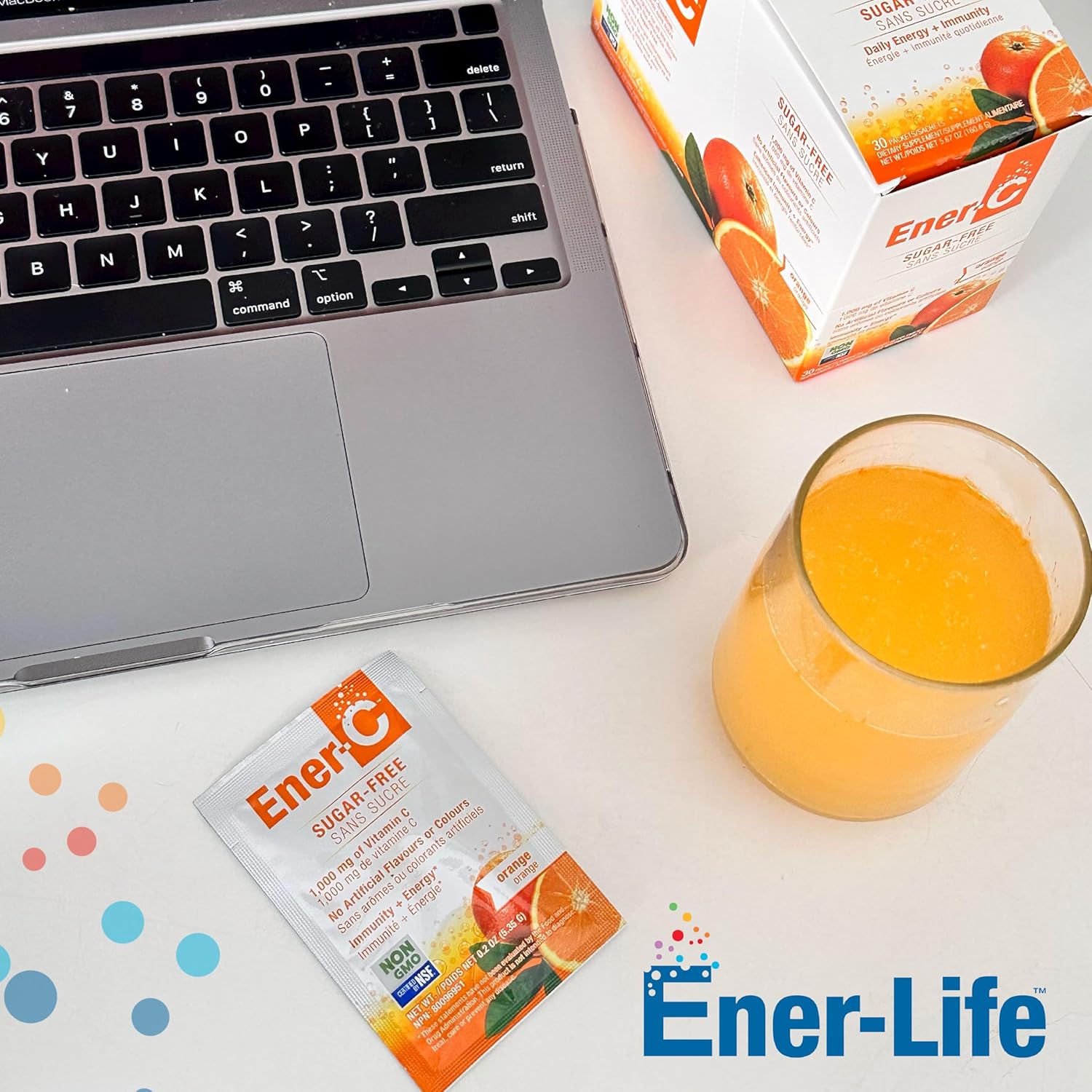 Mixed Berry & Orange Ener-C Sugar-Free Drink Mix with 1000mg Vitamin C - Immunity Support & Electrolytes - Non-GMO Vegan - 60 Pack