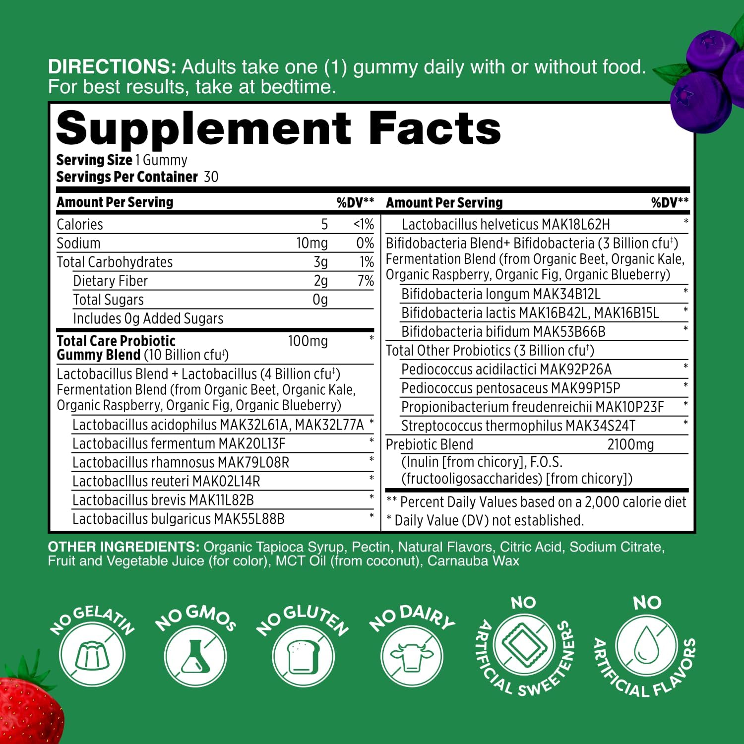 Mixed Berry Probiotic Gummies with Prebiotic & Postbiotic - 30ct