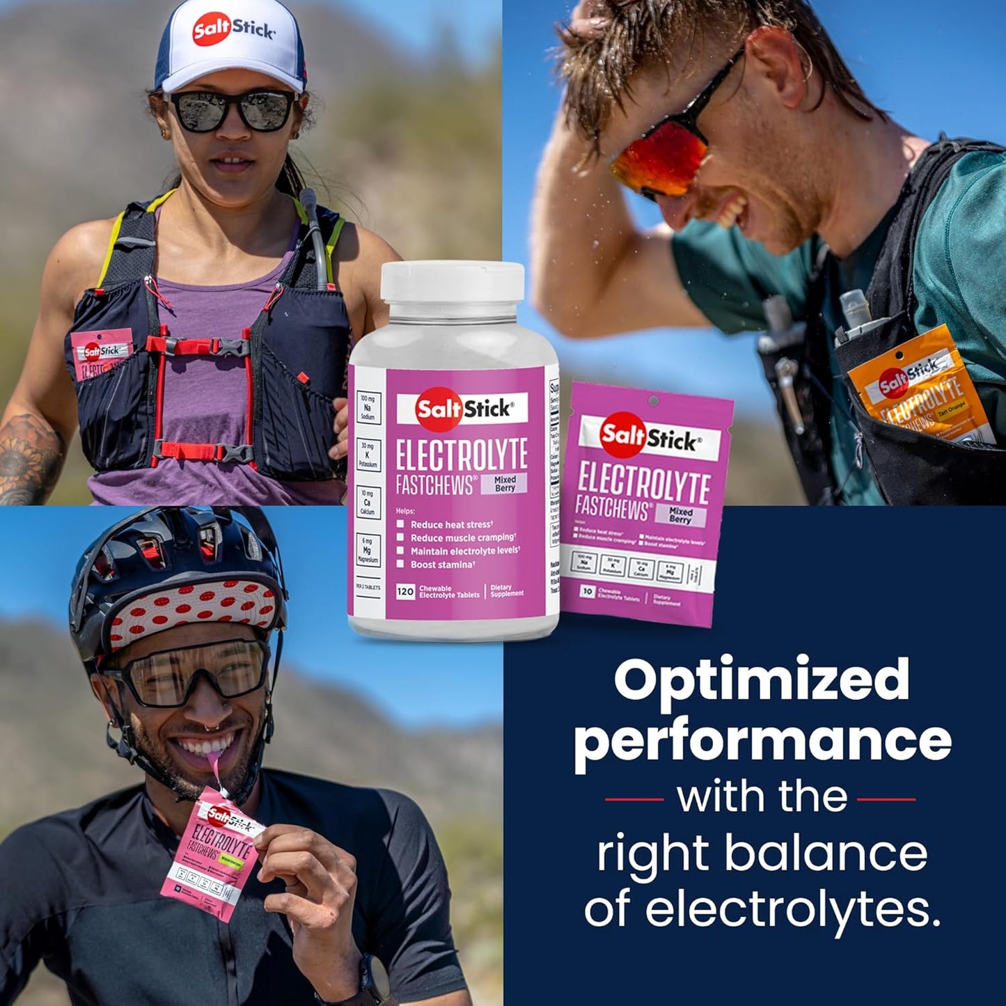 Mixed Berry SaltStick Electrolyte FastChews - Chewable Salt Tablets for Runners - Hydration Chews - 120 Count