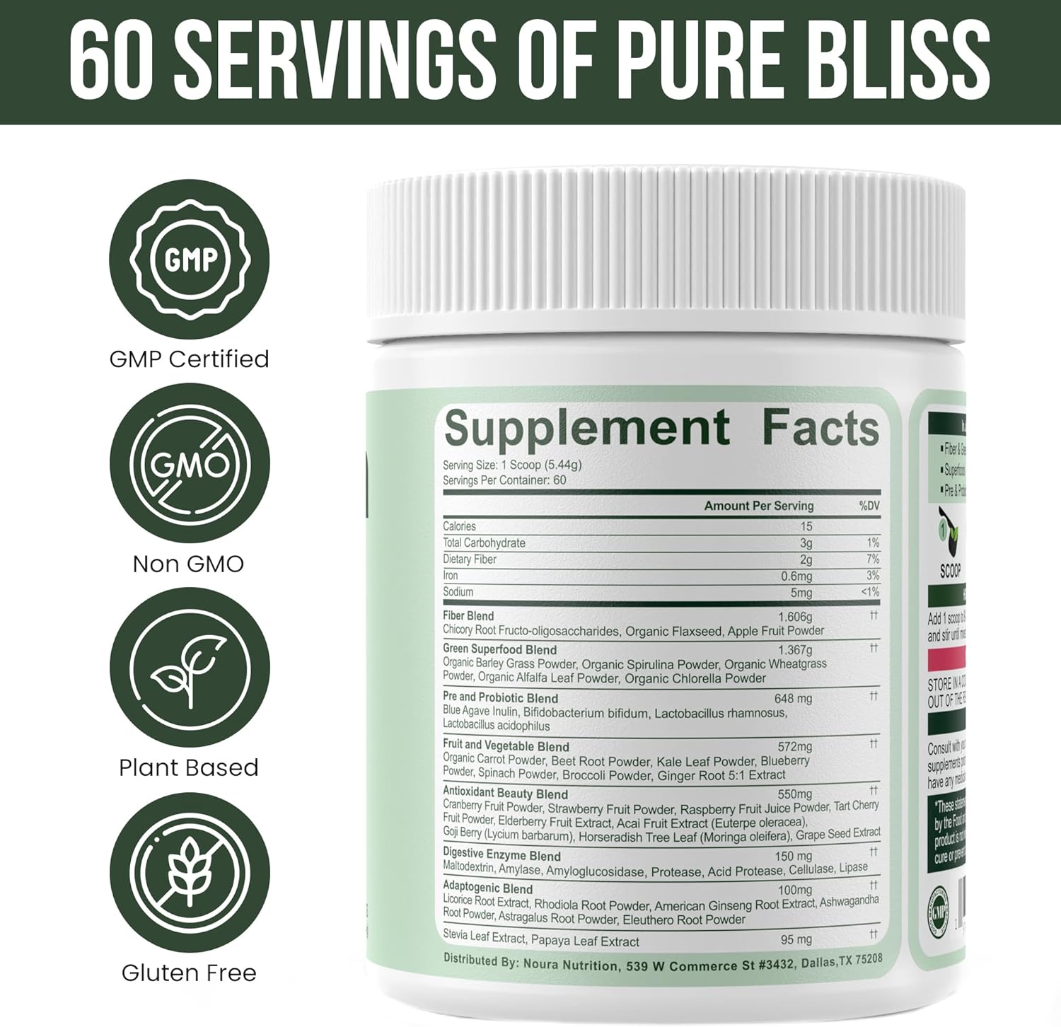 Mixed Berry Super Greens Powder for Women - 60 Servings of Immunity & Digestive Support with Probiotics, Enzymes, and Energy Boost - Gut Health and Bloating Relief - Greens Superfood Formula