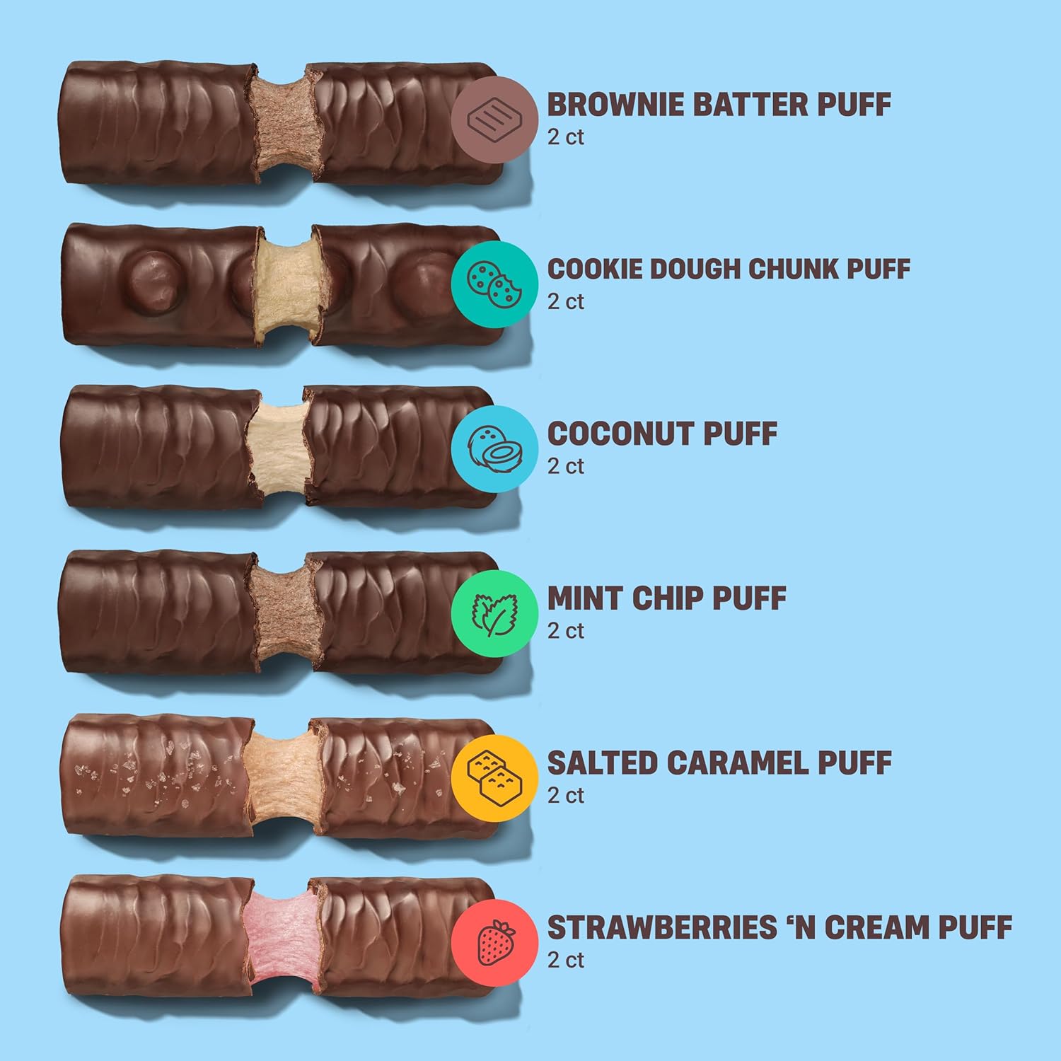 Mixed Sampler 12 Pack of Built Bar Built Puff High Protein Bars with Collagen - On-the-go Breakfast Snacks