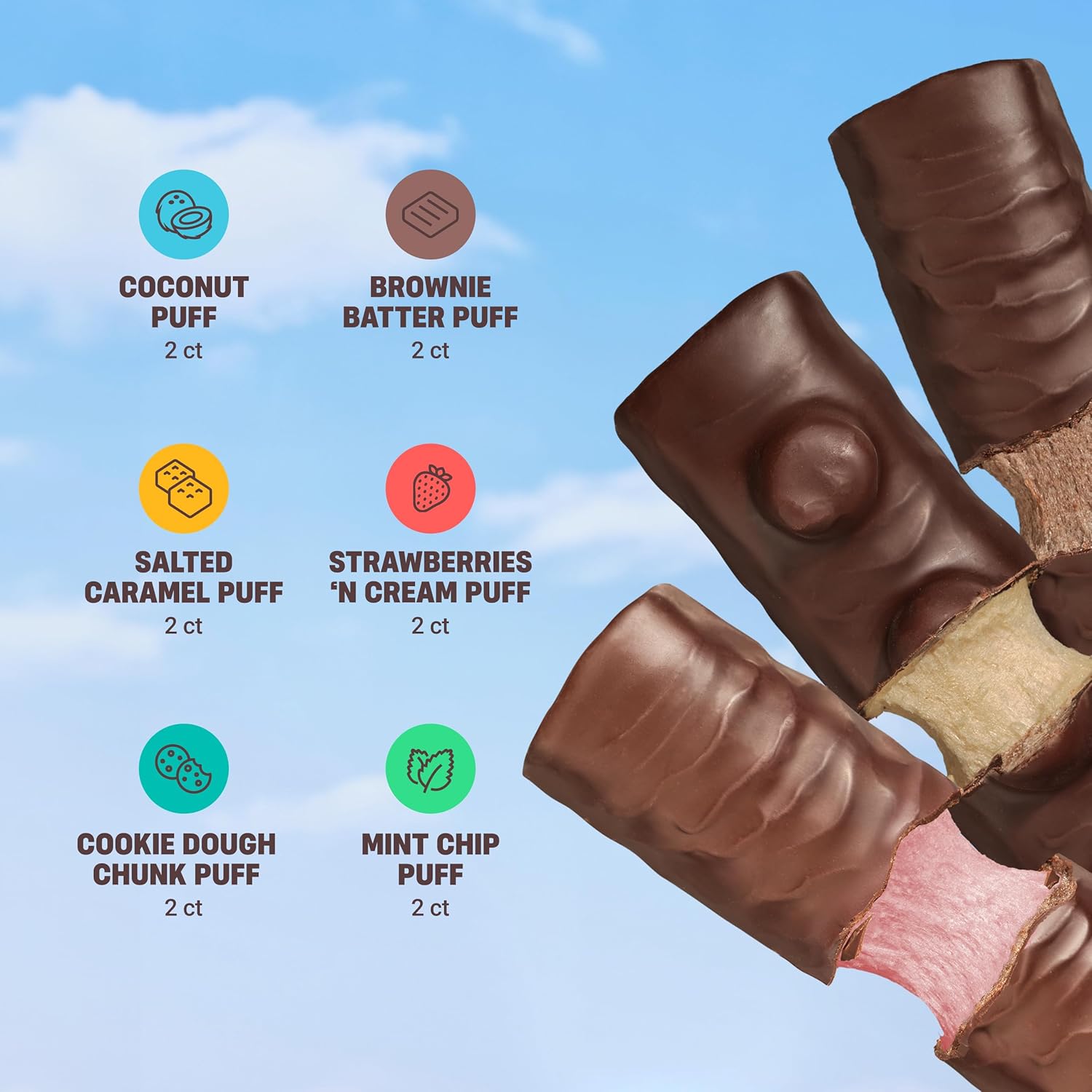 Mixed Sampler 12 Pack of Built Bar Built Puff High Protein Bars with Collagen - On-the-go Breakfast Snacks
