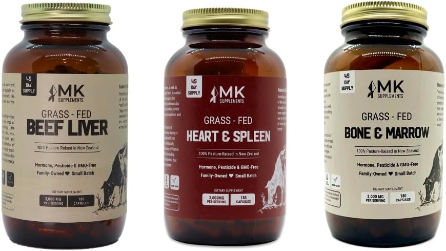 MK Supplements Warrior Stack with Beef Liver, Bone & Marrow, and Heart & Spleen - Ultimate Superfood Supplements for Strength and Endurance