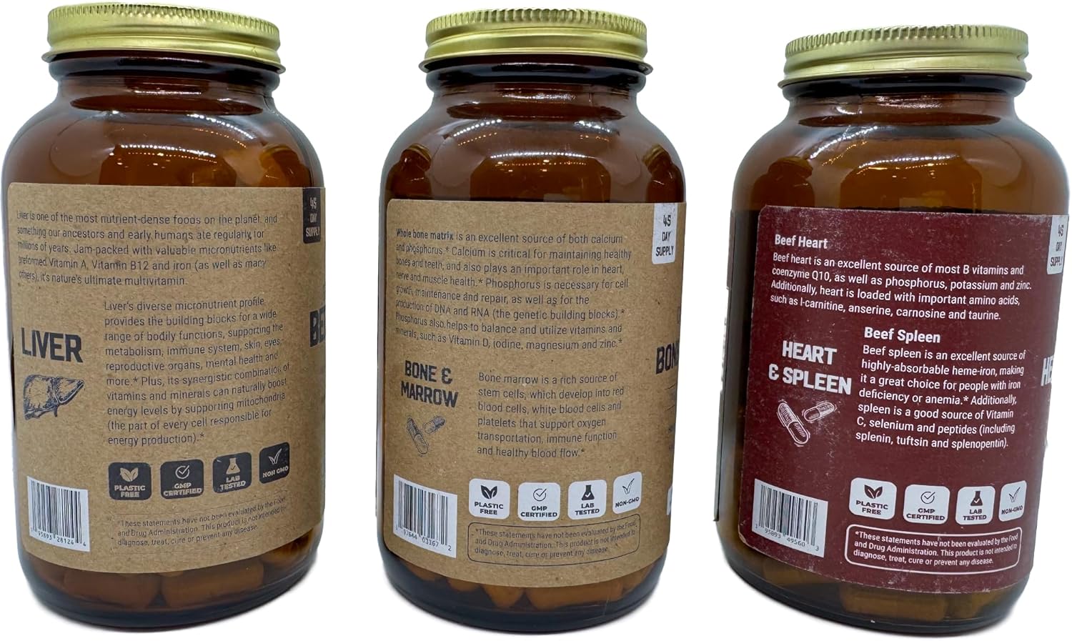 MK Supplements Warrior Stack with Beef Liver, Bone & Marrow, and Heart & Spleen - Ultimate Superfood Supplements for Strength and Endurance