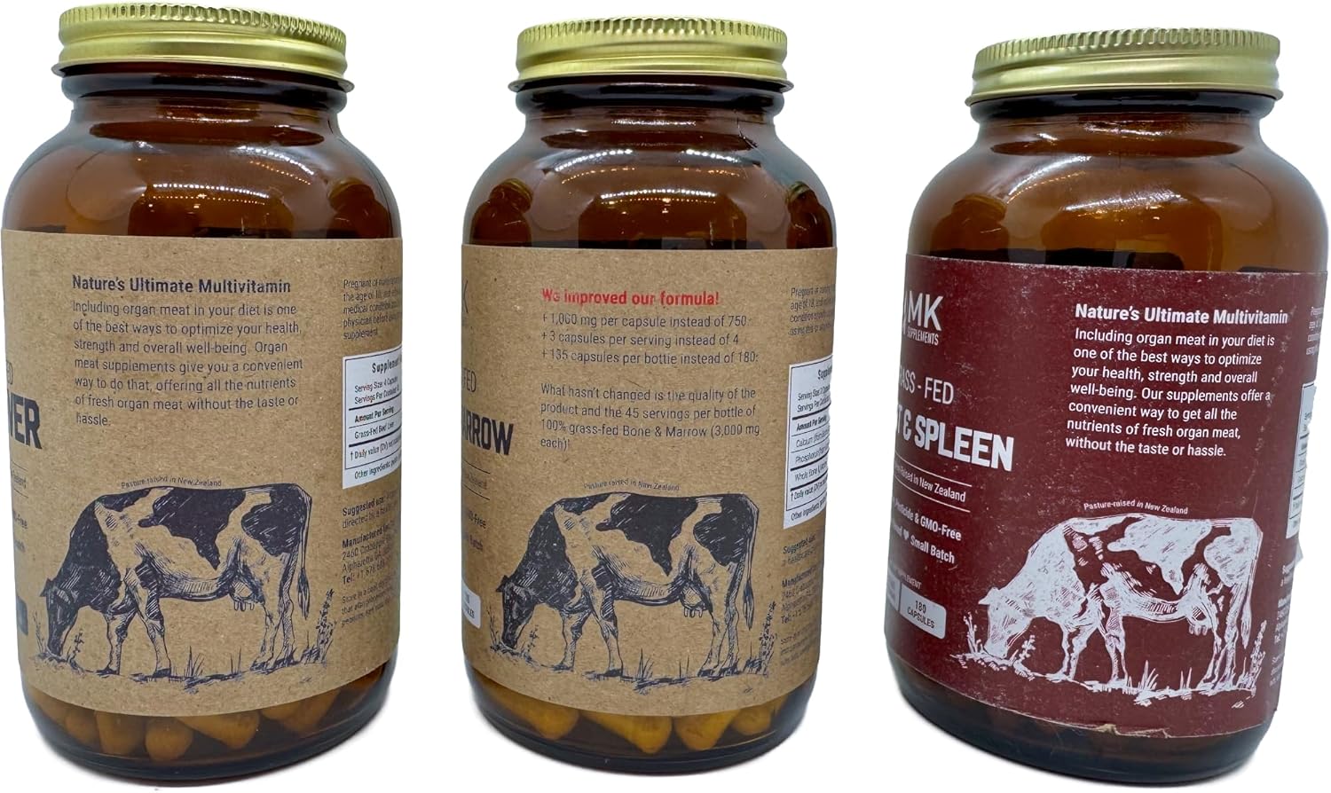 MK Supplements Warrior Stack with Beef Liver, Bone & Marrow, and Heart & Spleen - Ultimate Superfood Supplements for Strength and Endurance