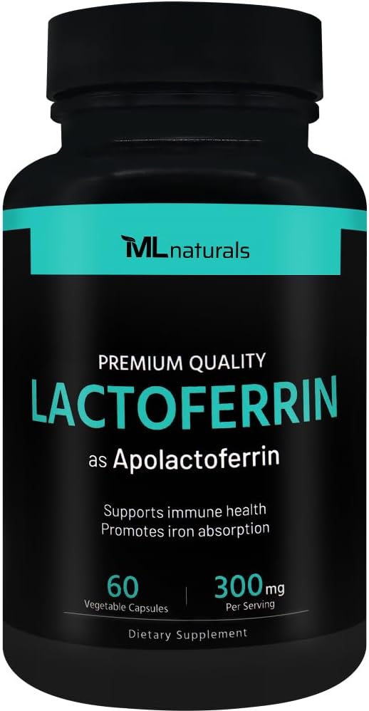 ML Naturals Lactoferrin Supplement - 300mg per Serving, 60 Capsules, 98% Lactoferrin, Grass-Fed in New Zealand, Immune Health Support