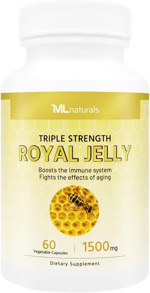 ML Naturals Royal Jelly Capsules - 1500 mg, 60 Count - Organic Supplement for Health and Wellness