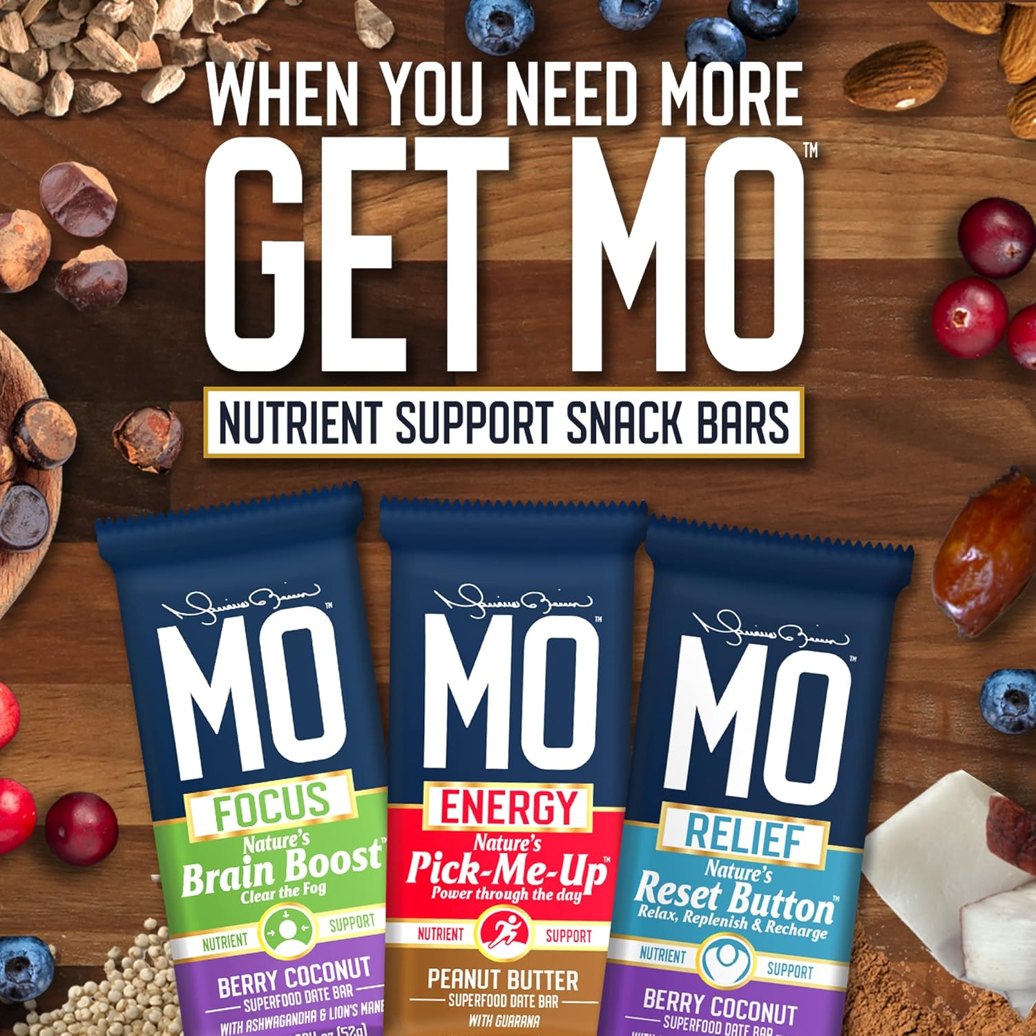 Mo Relief Superfood Snack Bars - All-Natural Recovery Support with Dates, Chamomile, Turmeric, Ginger - 12 Bars (Peanut Butter)