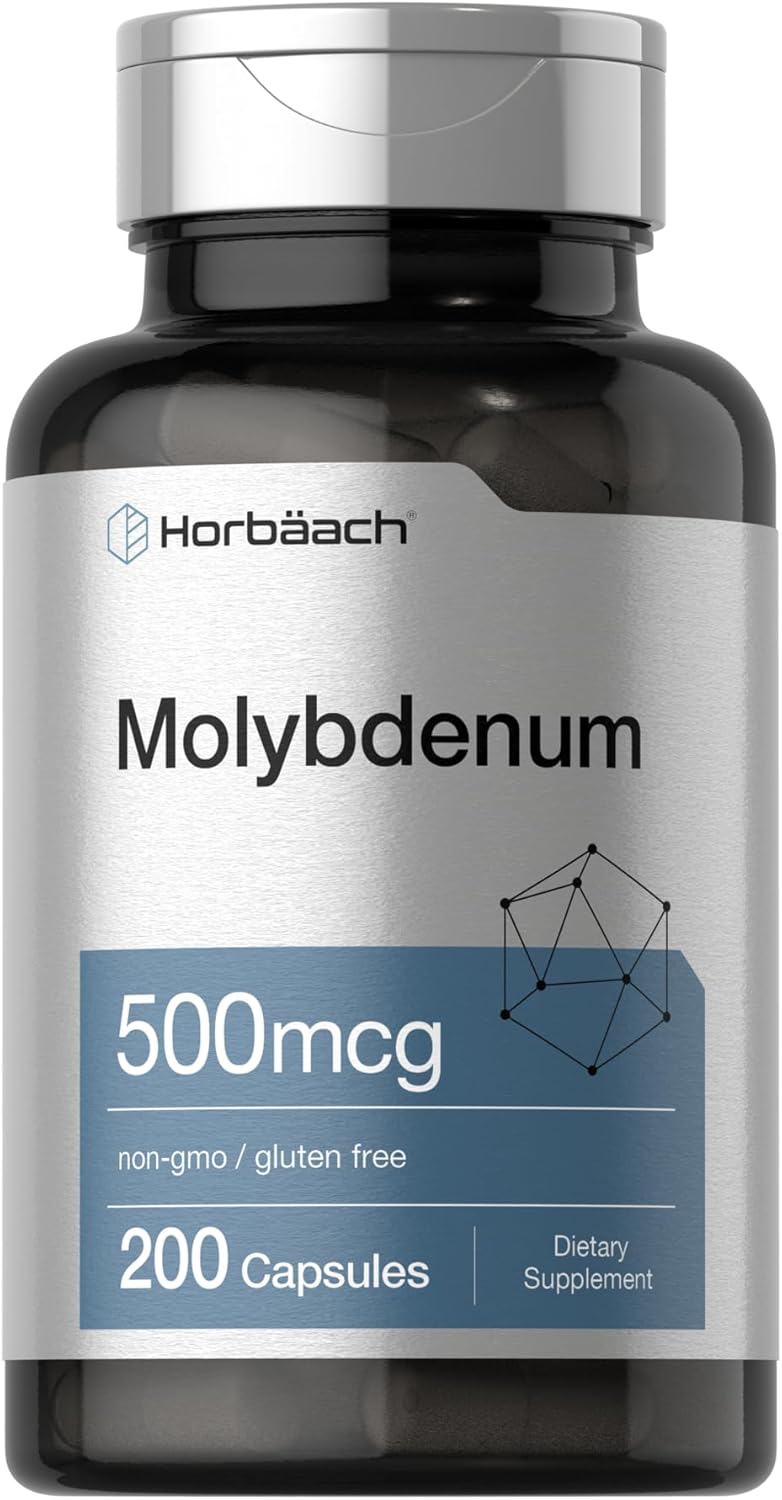 Molybdenum Supplement 500mcg | 200 Capsules | Amino Acid Chelate | Non-GMO, Gluten Free by Horbäach