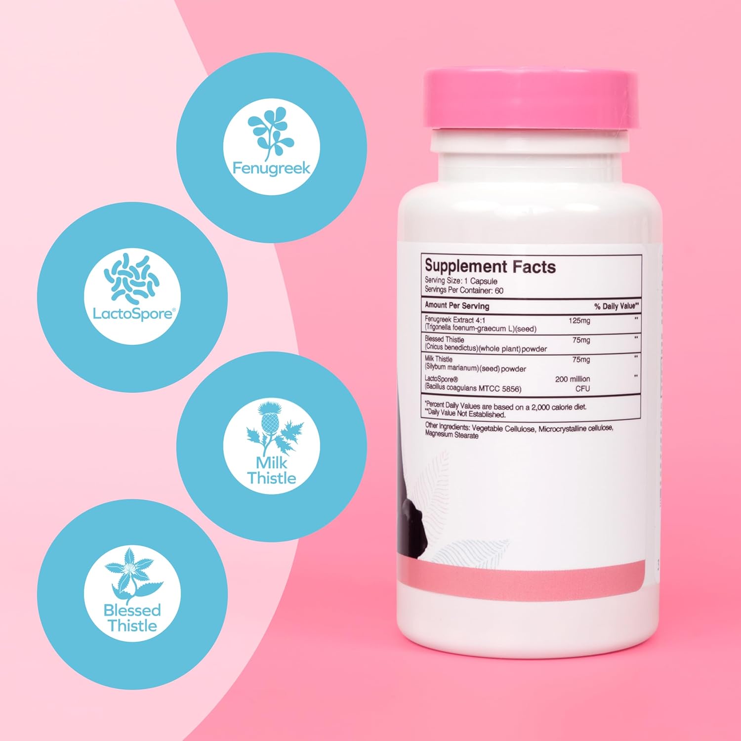 Mom Probiotic Lactation Support Supplement with Fenugreek, Blessed Thistle, Milk Thistle - 60 Capsules