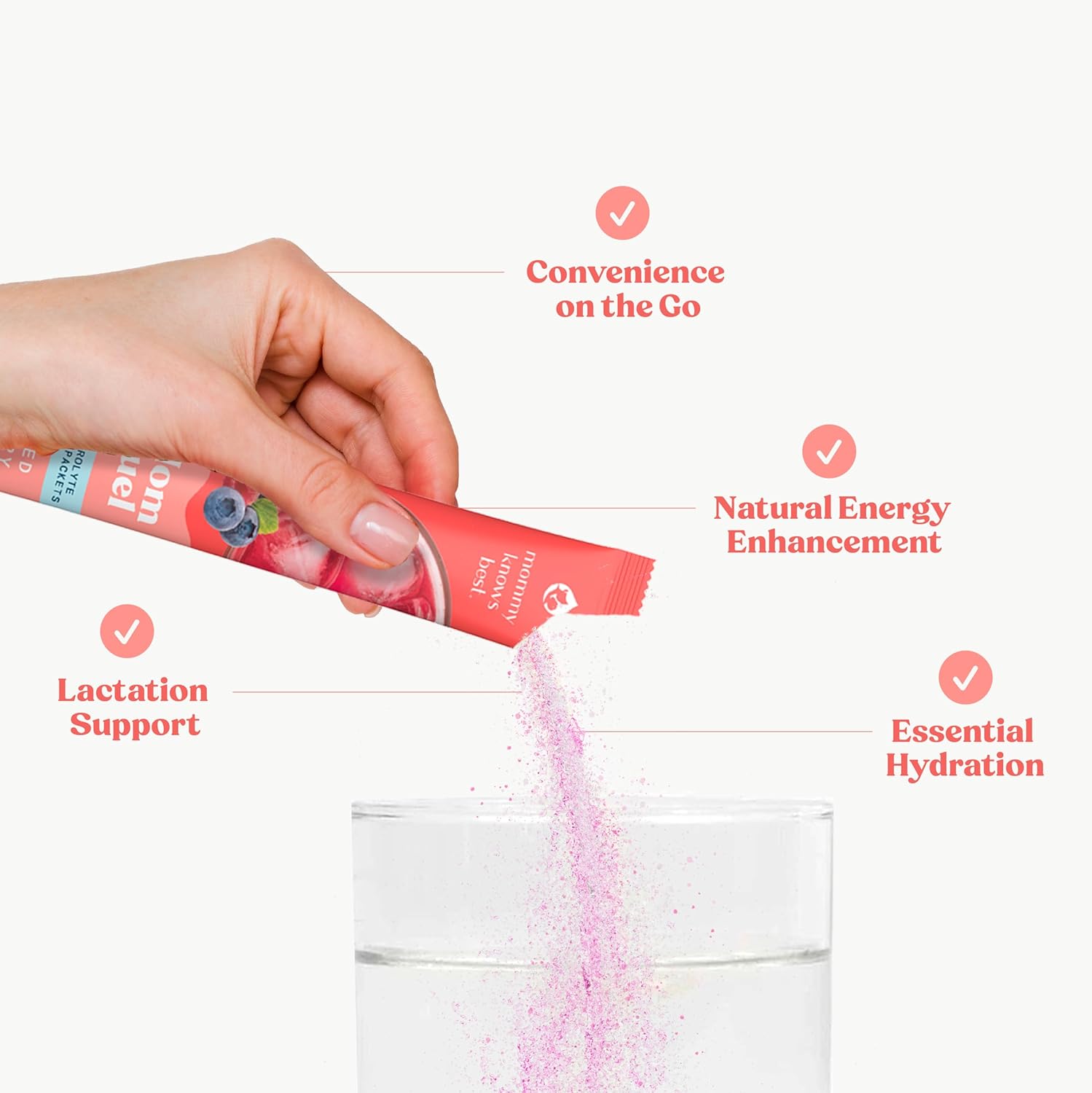 Mommy Knows Best Electrolyte Drink Mix for Moms - Hydration Support for Pregnancy and Lactation - Prenatal Electrolytes + Trace Minerals - 16 Count