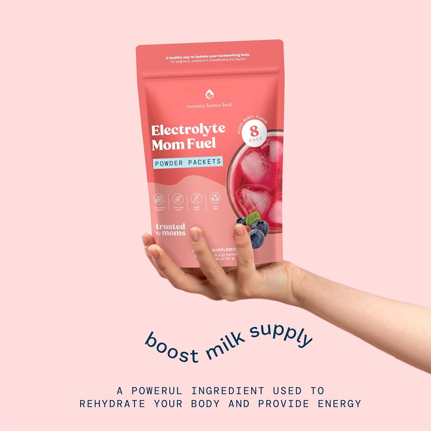 Mommy Knows Best Electrolyte Drink Mix for Moms - Hydration Support for Pregnancy and Lactation - Prenatal Electrolytes + Trace Minerals - 16 Count