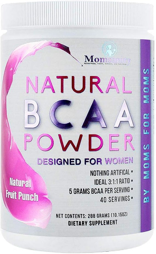 Momsanity BCAA Powder Preworkout for Women - Sweetened with Stevia, Erythritol & Monk Fruit + Recipe Guide | 40 Servings