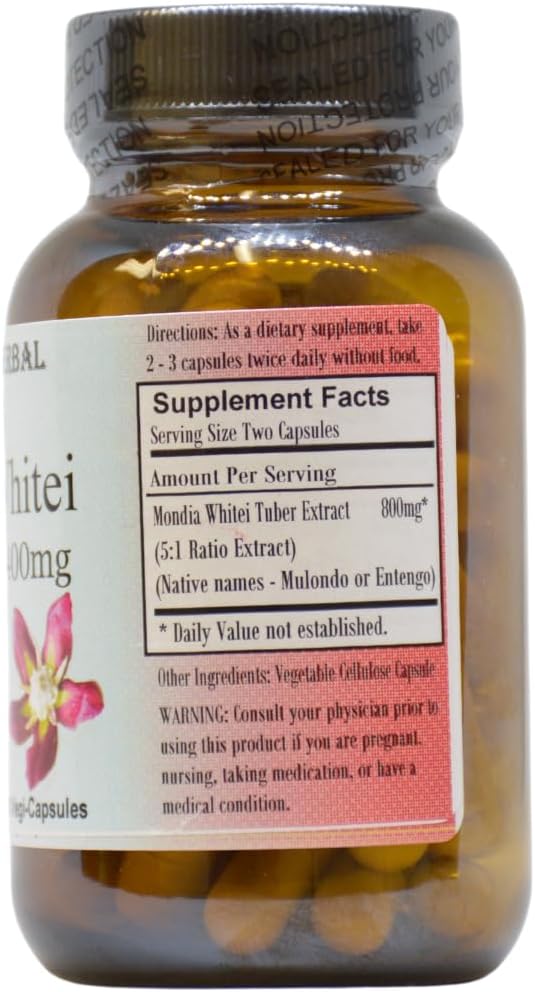 Mondia Whitei 5:1 Extract Capsules - 400mg | Traditional African Vitality Herb for Health | 60 Vegan Capsules | Filler-Free Formula