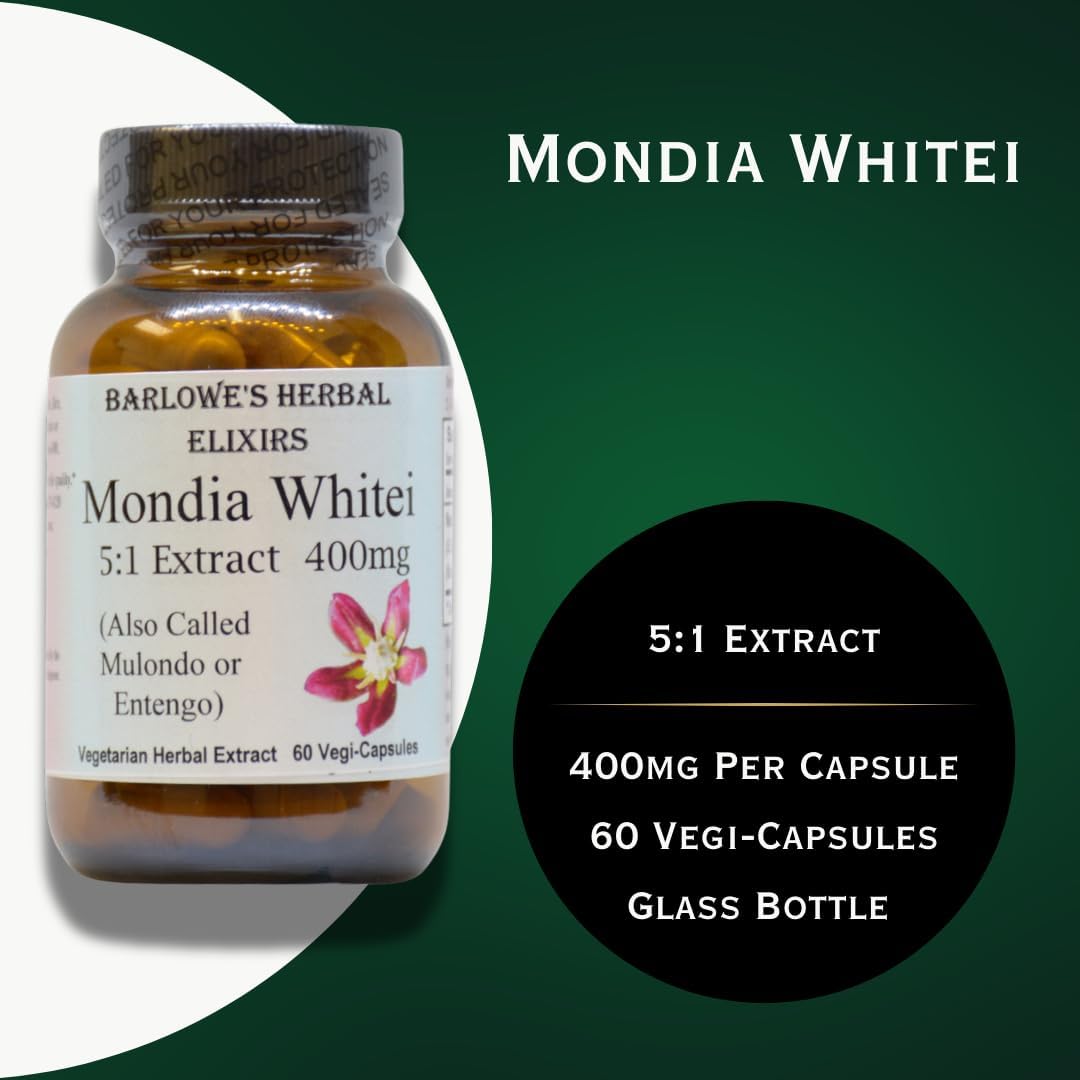 Mondia Whitei 5:1 Extract Capsules - 400mg | Traditional African Vitality Herb for Health | 60 Vegan Capsules | Filler-Free Formula