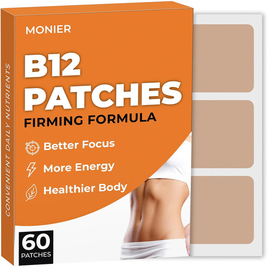Monier B12 Patches (60 Pack) - Natural Firming Energy Patch for Women and Men - Focus & Body Support Formula