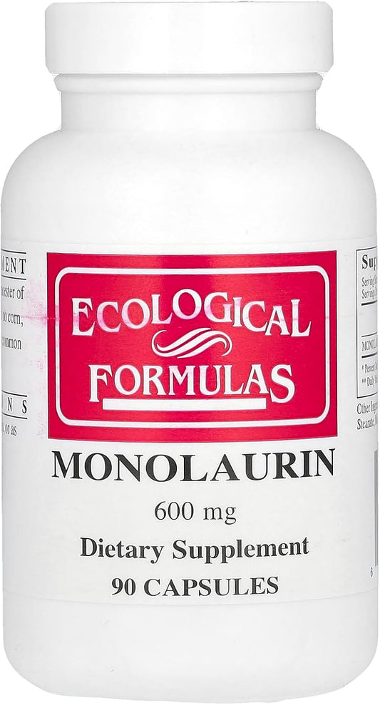 Monolaurin 600mg Capsules - 90 Count, Ecological Formulas, Creamy White Formula