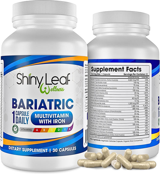 Monthly Supply of Shiny Leaf Bariatric Multivitamin Capsules with Iron for WLS and Bypass Patients