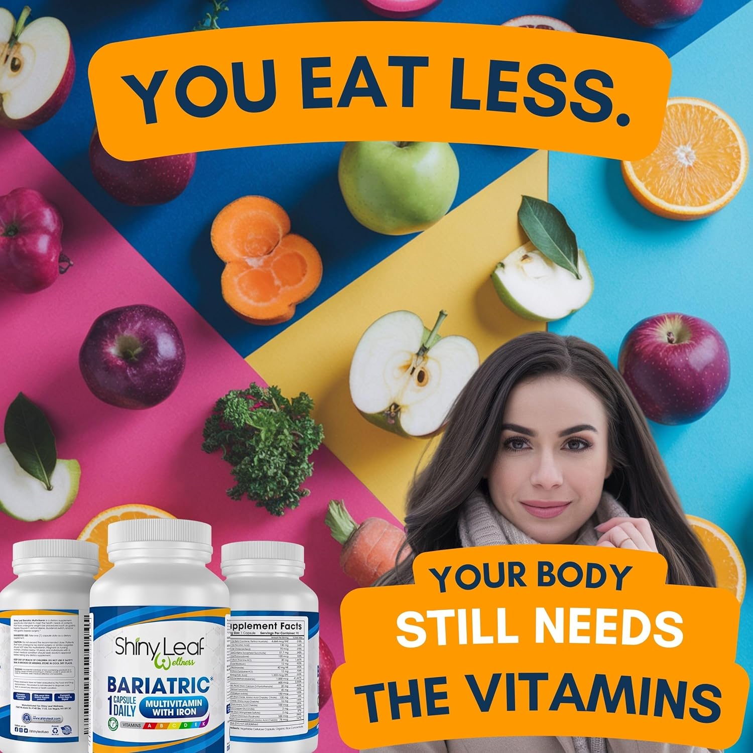 Monthly Supply of Shiny Leaf Bariatric Multivitamin Capsules with Iron for WLS and Bypass Patients
