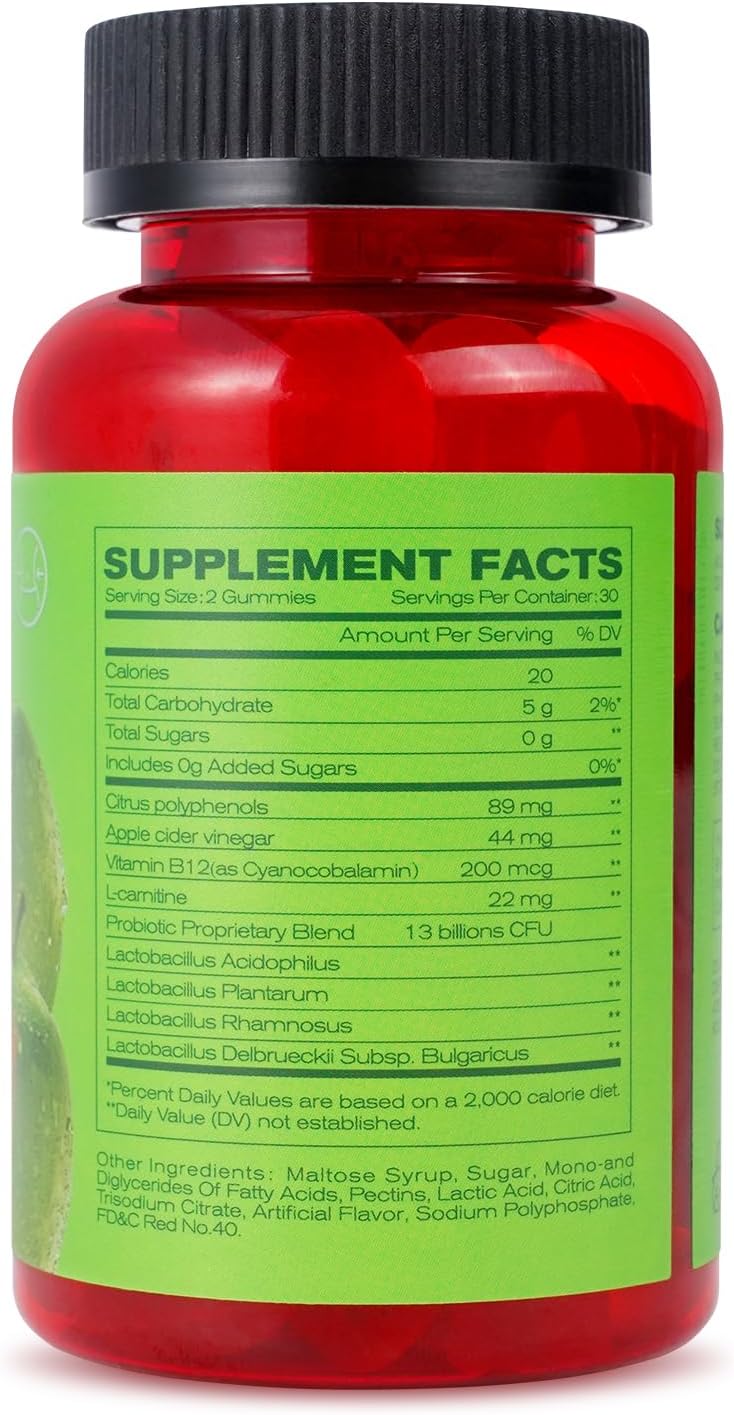 Montue Apple Cider Vinegar Gummies with B12 Multivitamin - Vegetarian ACV Supplement for Energy & Gut Health - 60 Gummies