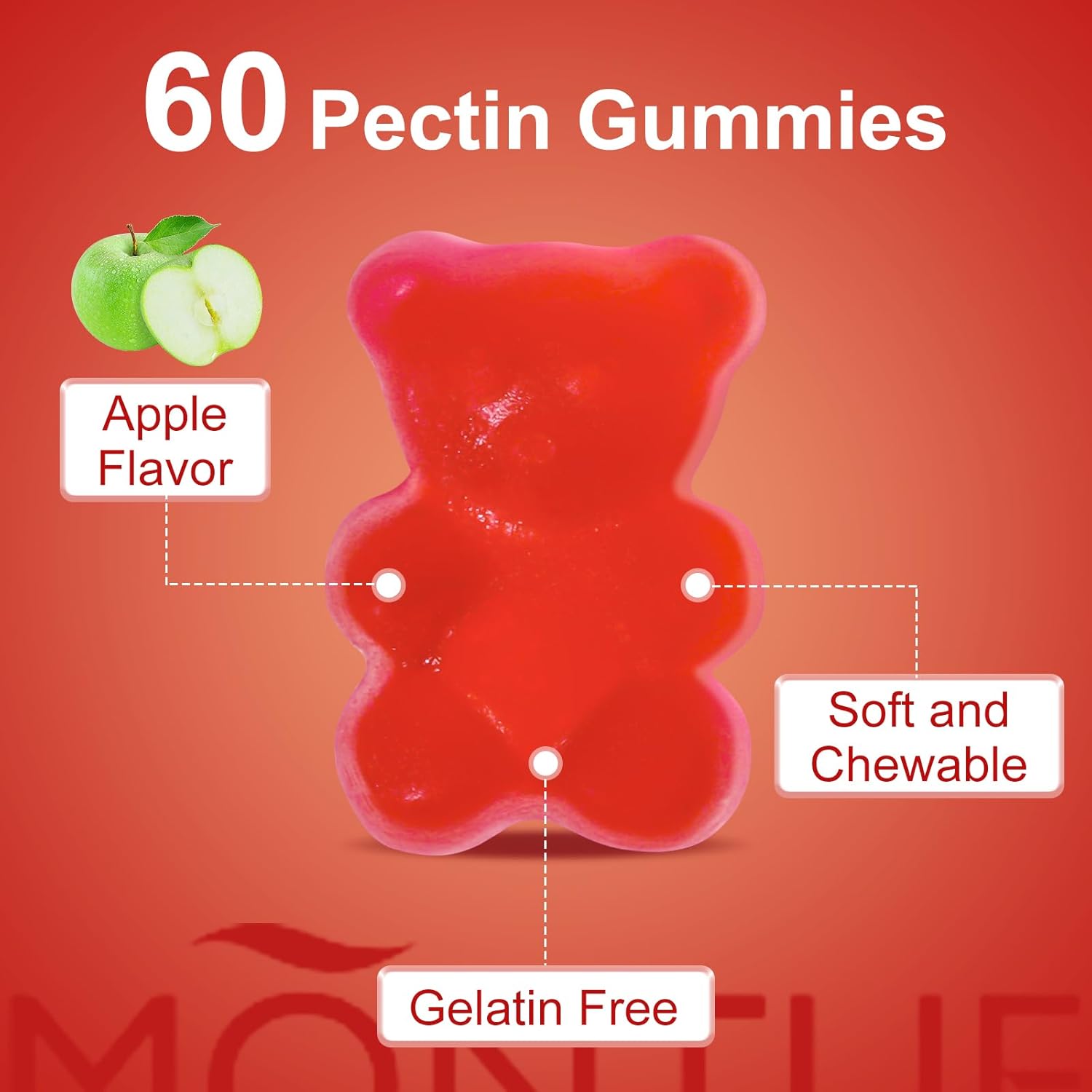 Montue Apple Cider Vinegar Gummies with B12 Multivitamin - Vegetarian ACV Supplement for Energy & Gut Health - 60 Gummies